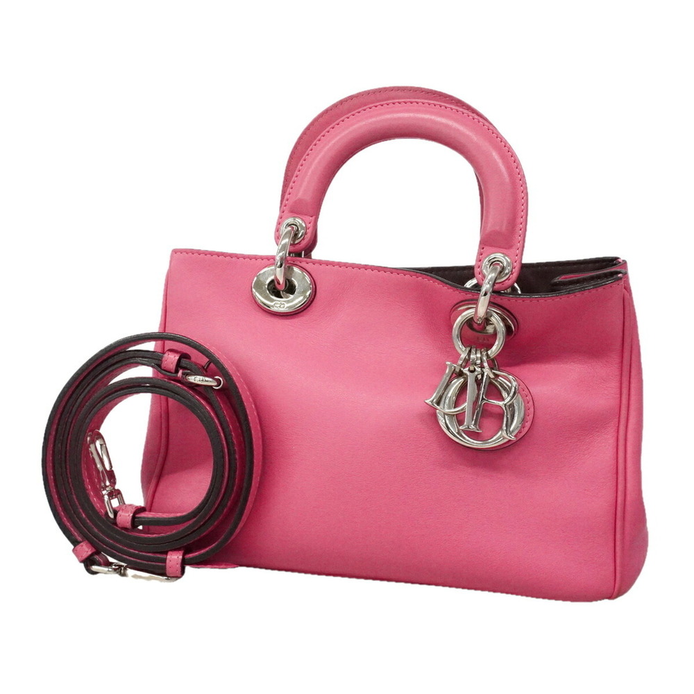 Christian Dior Diorissimo Leather Handbag, Pink, 2-way Bag for Women, OP025453